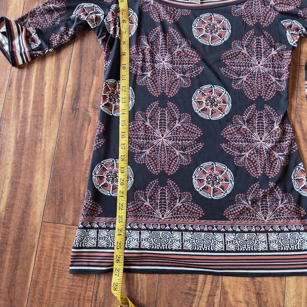 Max Studio Black & Rust Patterned Boatneck Tunic … - image 5